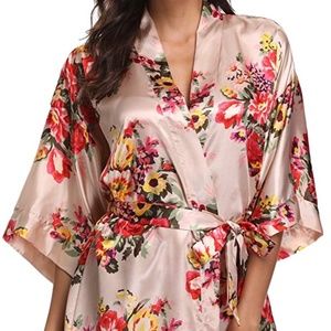 Soft Silky Floral Embroidered Bride Bridal Robe
